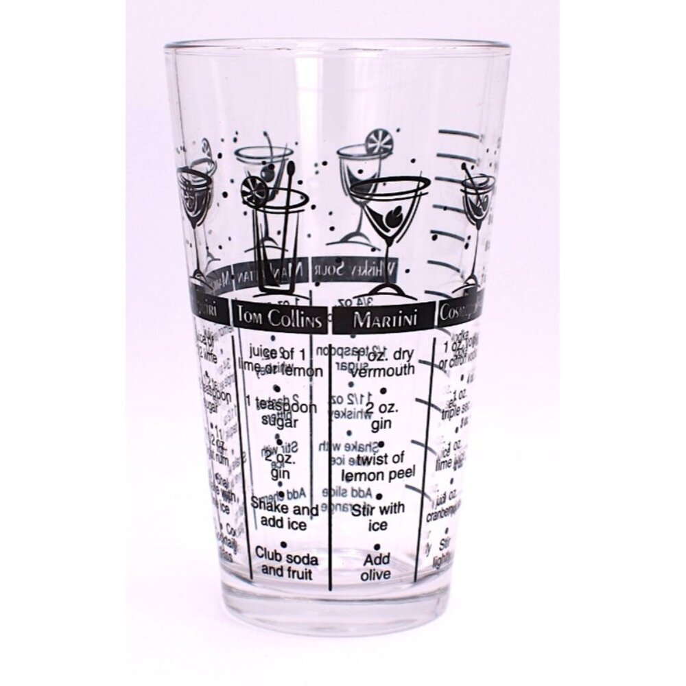 Libbey Glass Cocktail Recipe Mixing Glass 12oz Black On Clear Glass